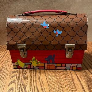 King Seely Thermos Barn Tin Metal Lunchbox 1971 No Thermos Vintage